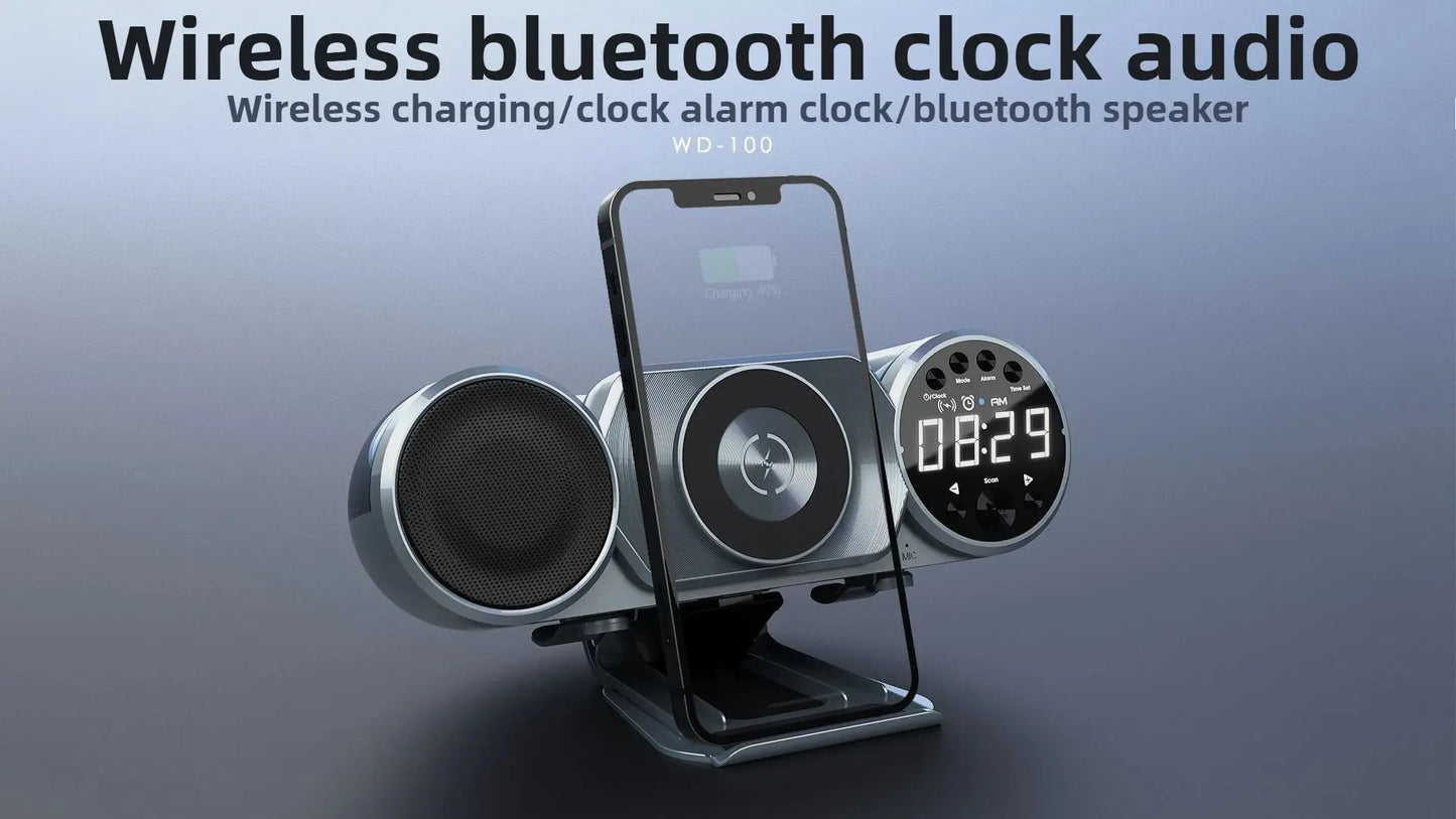 Multifunctional wireless charging Bluetooth clock speaker bedside creative ornament RGB dazzling megnetic subwoofer audio