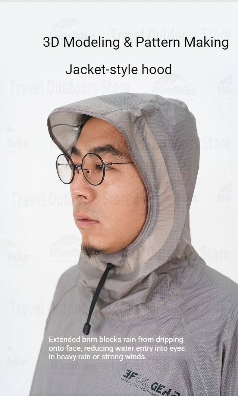 Lightweight Waterproof Hiking Rain Jacket and Pants Set with Hood