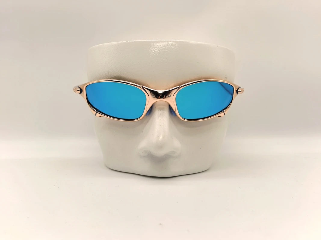 Polarized UV400 Cycling Sunglasses – Gold Metal Frame Fishing Riding Bicycle Eyewear