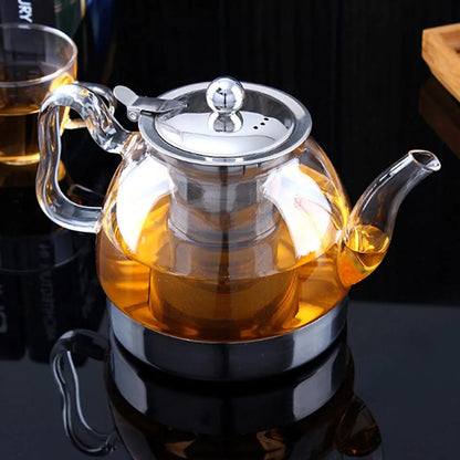 Electromagnetic Furnace Kettle Glass Flower Teapot Heat Resistant Glass Teapot With Infuser Induction Gas Stove Teapot