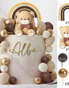 1 Set Pink Bear Cake Toppers Boho Rainbow Nude  Pink Balls Cake Decorations for Birthday Baptism  Shower Party Favor