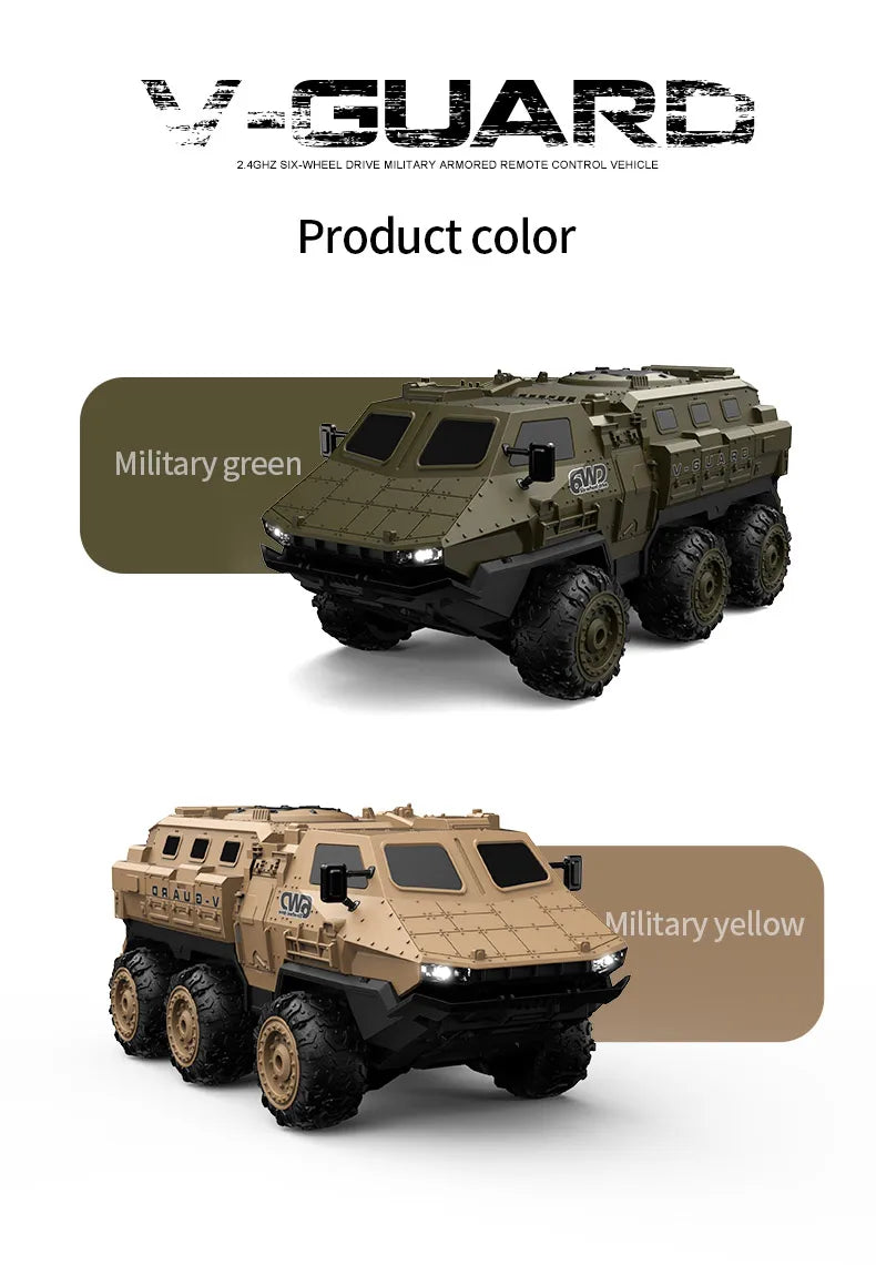 6WD Armored RC Car Simulation Military Transport Truck 360° Stunt High-speed Climbing 2.4G Remote Control Model Boy Toy