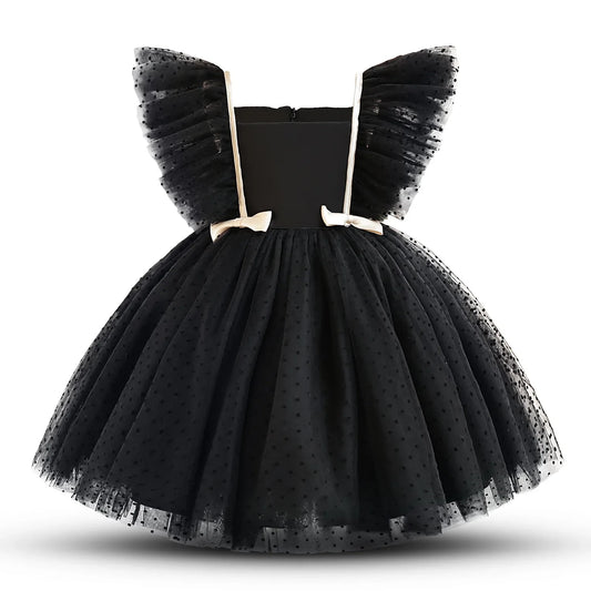 Flying Sleeve Polka Dot Mesh Princess Dress