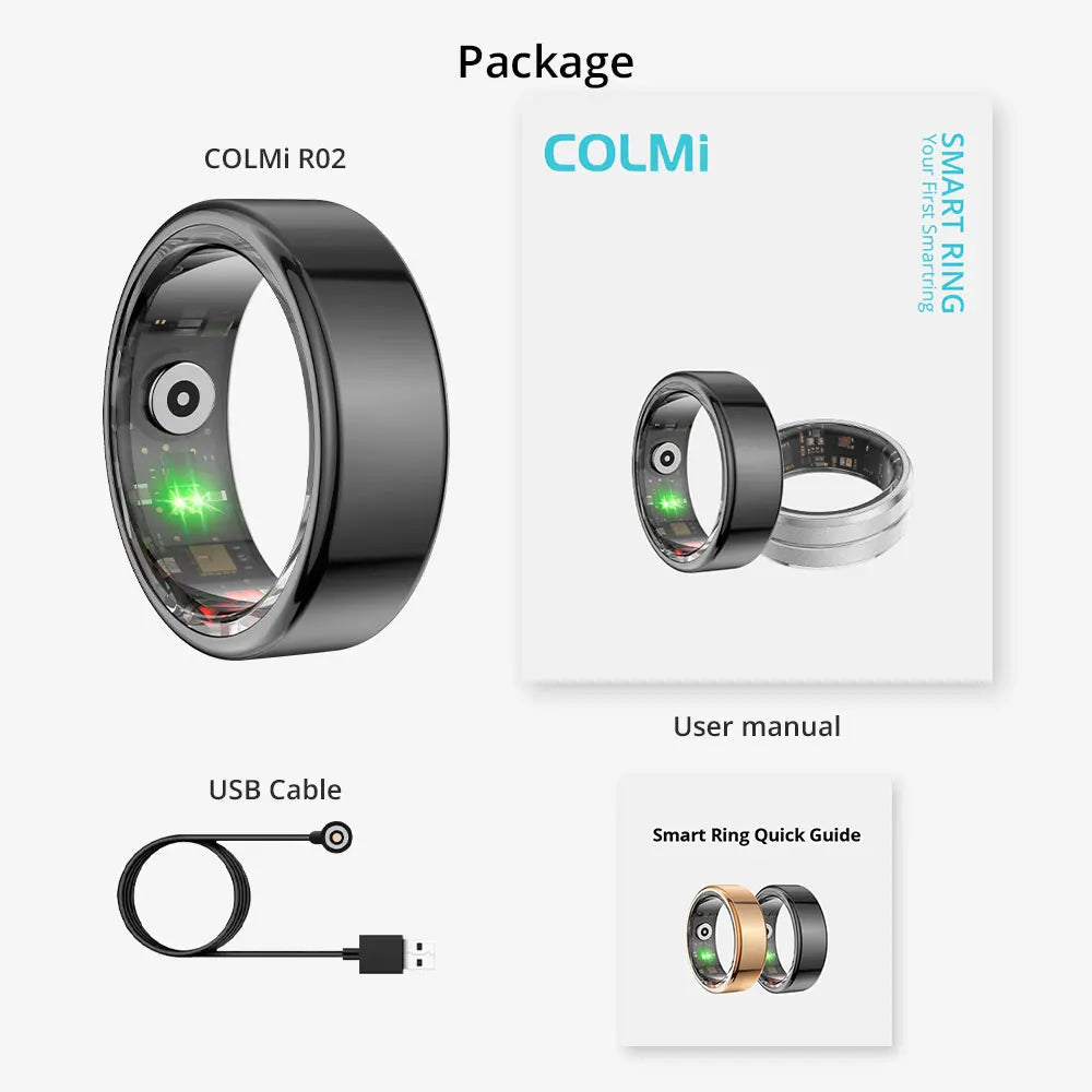 R02 Smart Ring Military Grade Titanium Steel Shell Health Monitoring IP68 & 3ATM Waterproof Multi-sport Modes