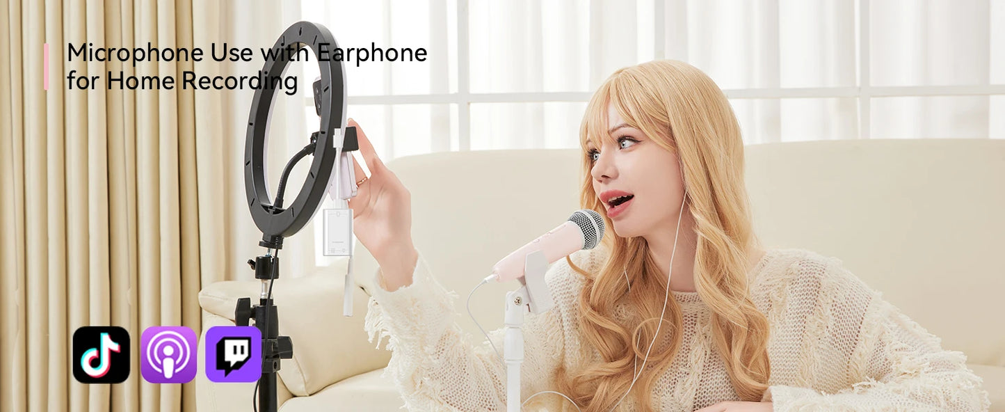 Sing & Record Wireless Karaoke Microphone with Earphone Monitoring, DSP Voice Enhancement Mic for Spotify, YouTube & Smule