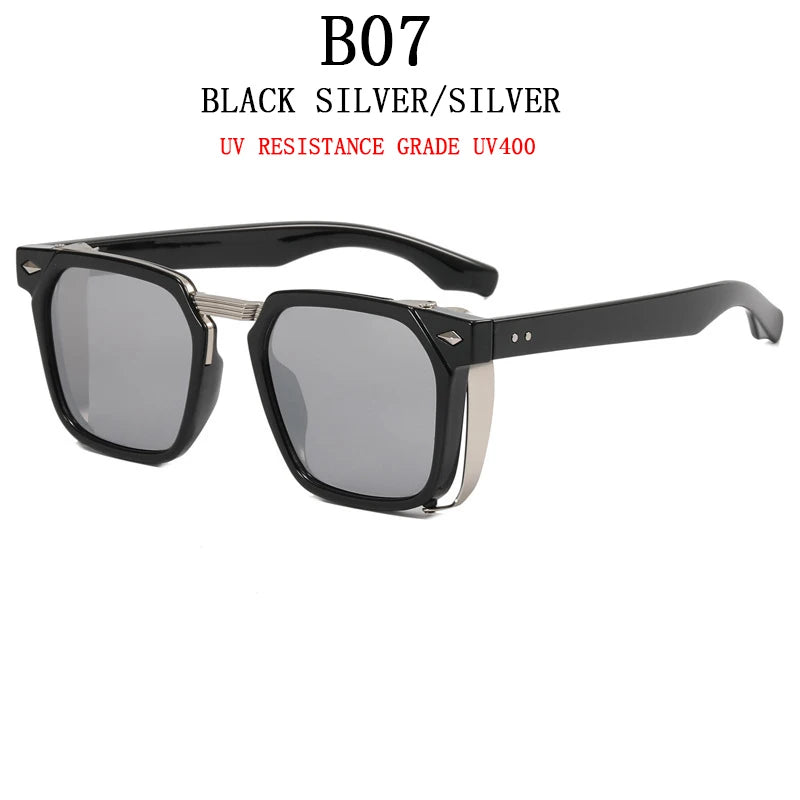 Vintage Square Punk Sunglasses With UV400 Protection
