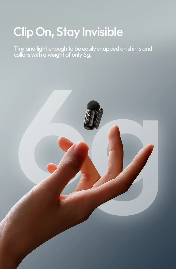 Wireless Lavalier Microphone Dual Mic Plug & Play for iPhone Android Live Recording