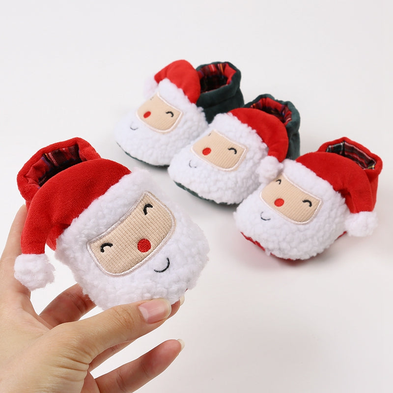 Christmas  Shoes  Winter Snow Boots Cute Cartoon Santa Claus Warm  Walking Shoes Girls Boy Crib Shoes First Walker