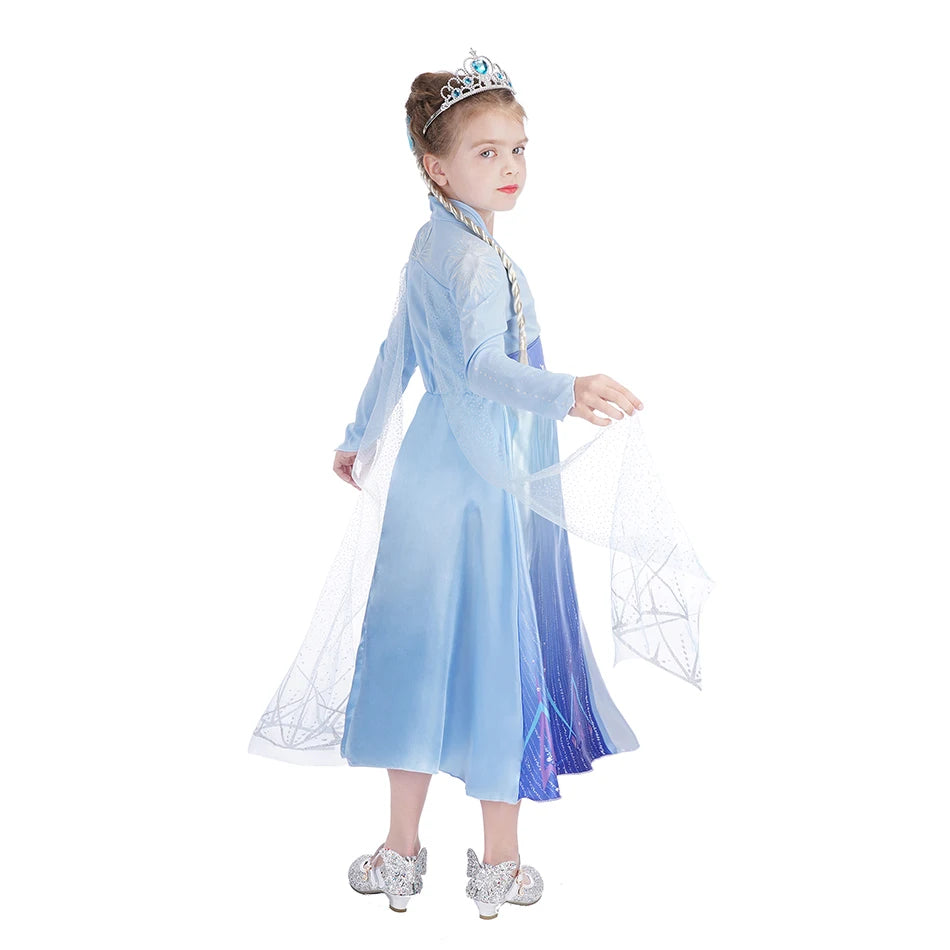 Disney Frozen Girls Dress Elsa 2  Children Christmas Party Princess Costume Kids Snow Queen Performance Elegant Dress Vestidos