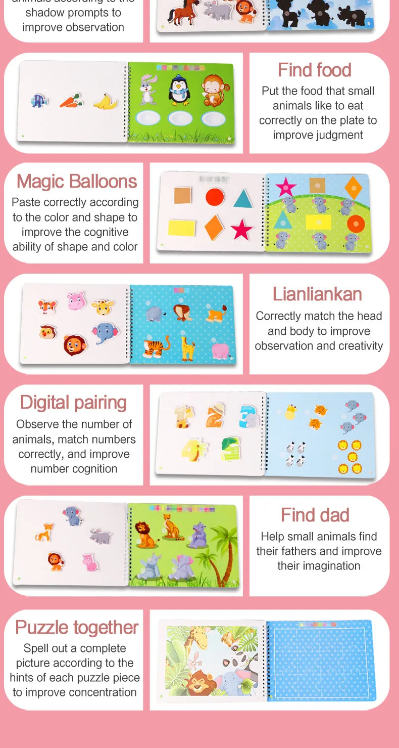 Montessori  Busy Book My First Quiet Book Paste Learning Educational Toys Books  Matching Game Toys for 1 to 3 Y