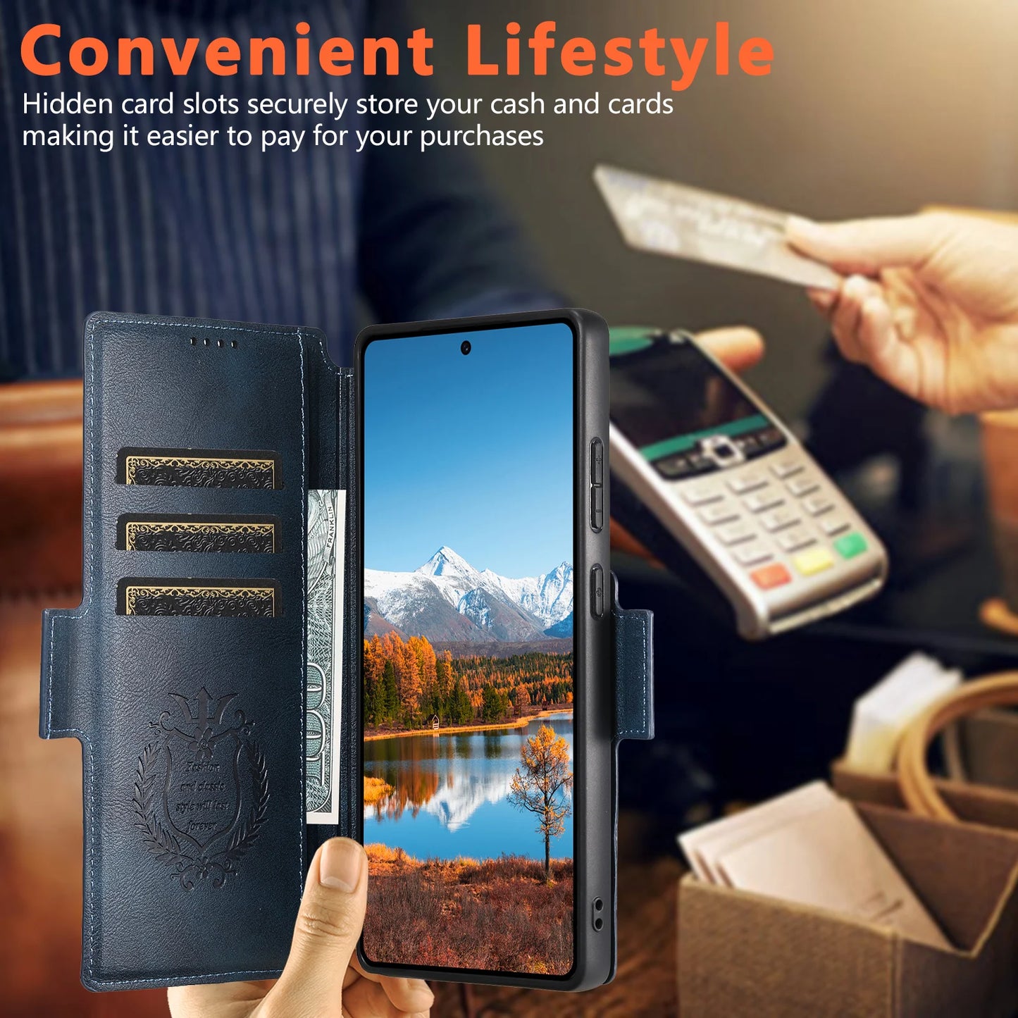 Magnetic Flip Wallet Case with Card Holder & Stand for Samsung Galaxy S26 Ultra / S25 / S24 / S23 – Faux Leather Wireless Charging Cover