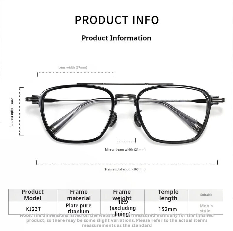 Luxury Lightweight Titanium Pilot Double Bridge Eyeglasses Frames