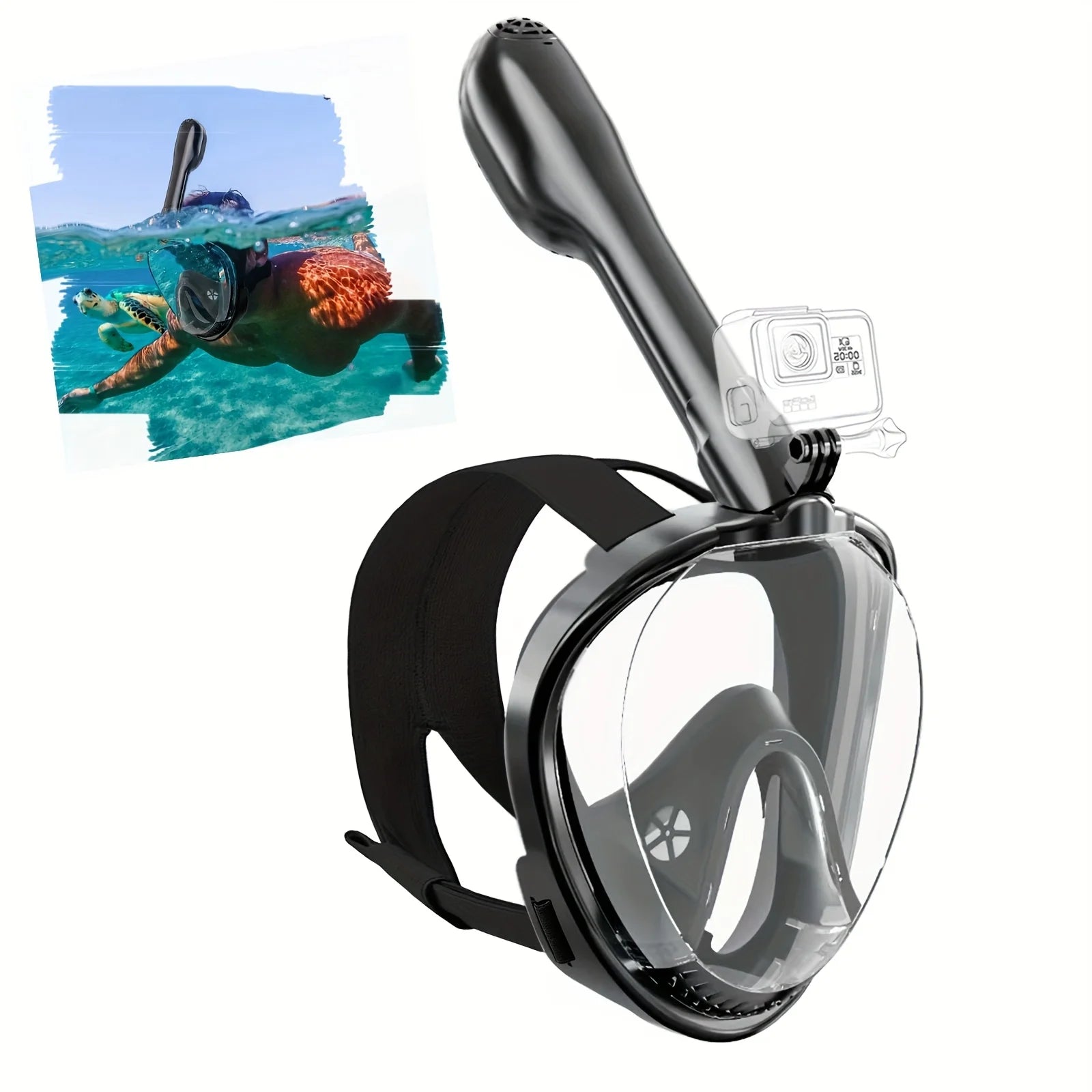 Professional Full Face Snorkeling Swimming Diving Mask Wide View Anti-Fog Anti-Leak for Adult with Detachable Camera Mount
