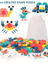 Wooden Jigsaw Puzzle Set Colorful Creative Tangram 3D Puzzle Baby Montessori Educational Toys Kids Children Learning Toy
