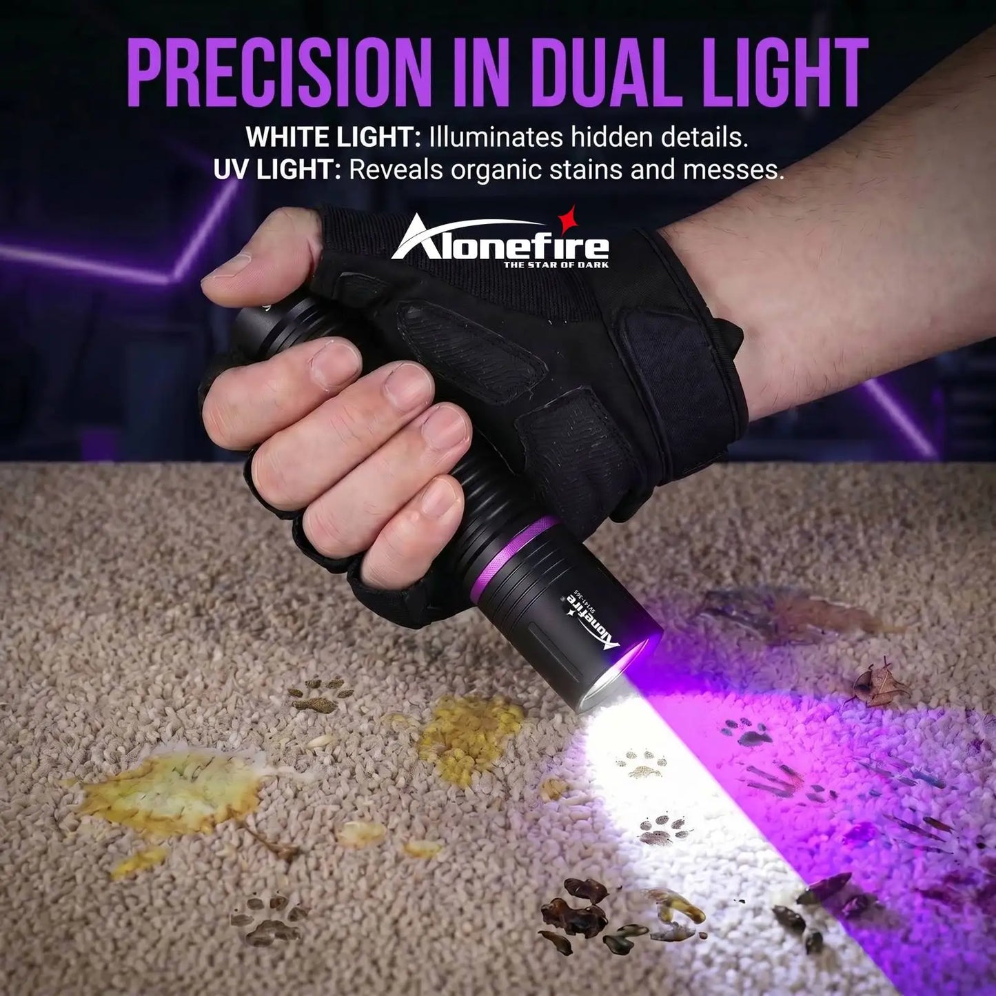 2 In 1 UV White Light Rechargeable Flashlight