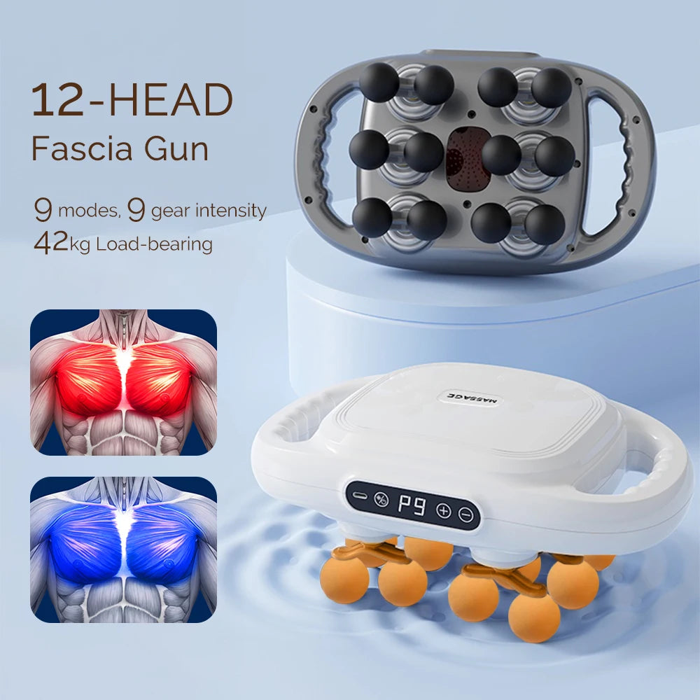12-Head Fascia  High Frequency Vibration Body Massage  Back Massager Waist Massager Neck Shoulder Thigh Fascia masajeador