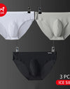 3-Pack Men’s Ice Silk Graphene Briefs – Antibacterial, Seamless, Mid-Waist & Breathable