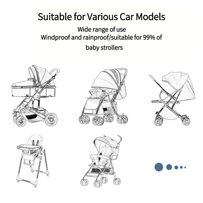 Stroller Rain Cover Transparent Wind Dust Shield Universal Trolley Umbrella Raincoat  Seat Cover Sunshade Breathable