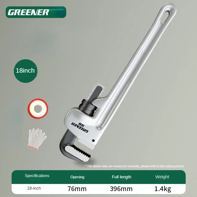 8/12/14/18 inch Pipe Wrench 40% Lighter Adjustable Aluminum Plumbing Wrench Heavy Duty Straight Pipe Wrenches Jaw Max Capacity