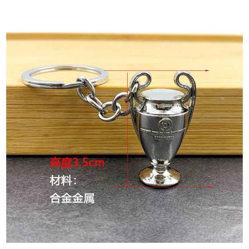 Football Trophy Metal Keychain Soccer Fan Collectible Pendant Gift