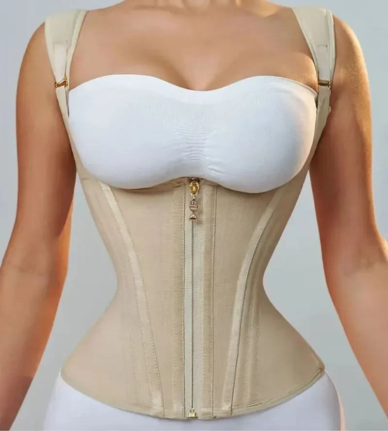 Fajas Colombianas Shapewear Women Double Compression Waist Trainer Corset Adjustable Zipper and Hook-eyes Flat Belly Body Shaper
