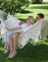 Premium Cotton Canvas Hammock with Woven Tassels for Home, Bedroom, Patio, Porch, Yard, Beach 2 Person Bohemia Style