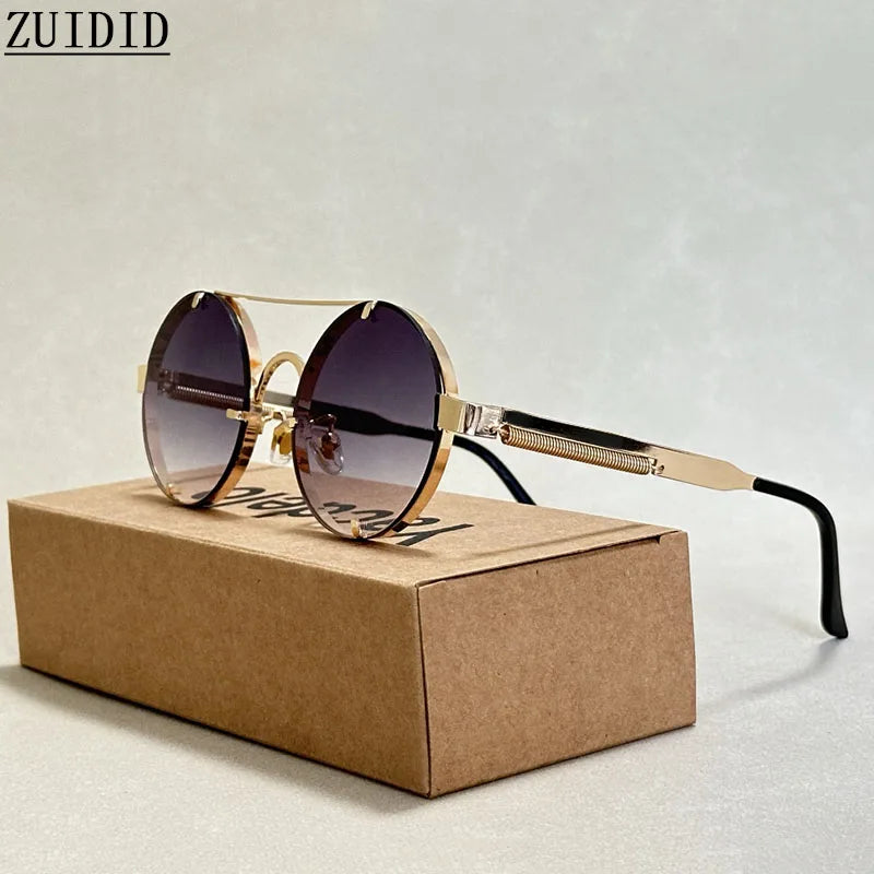 Round Steampunk Sunglasses With UV400 Protection