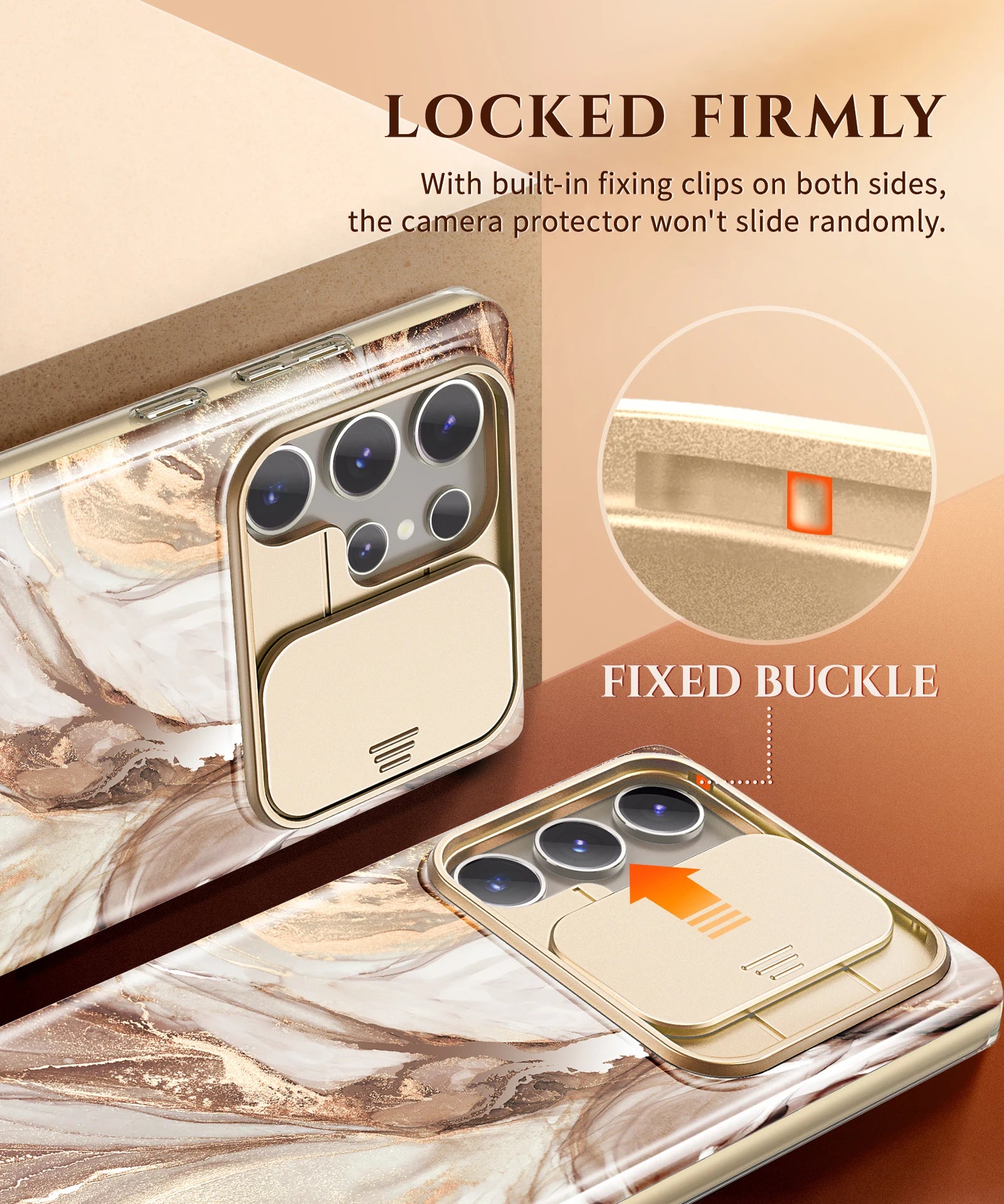 Marble Pattern Design for Samsung Galaxy S24 Ultra Case Built-in Screen Protector Shockproof Slim Fashion Women's Phone Case