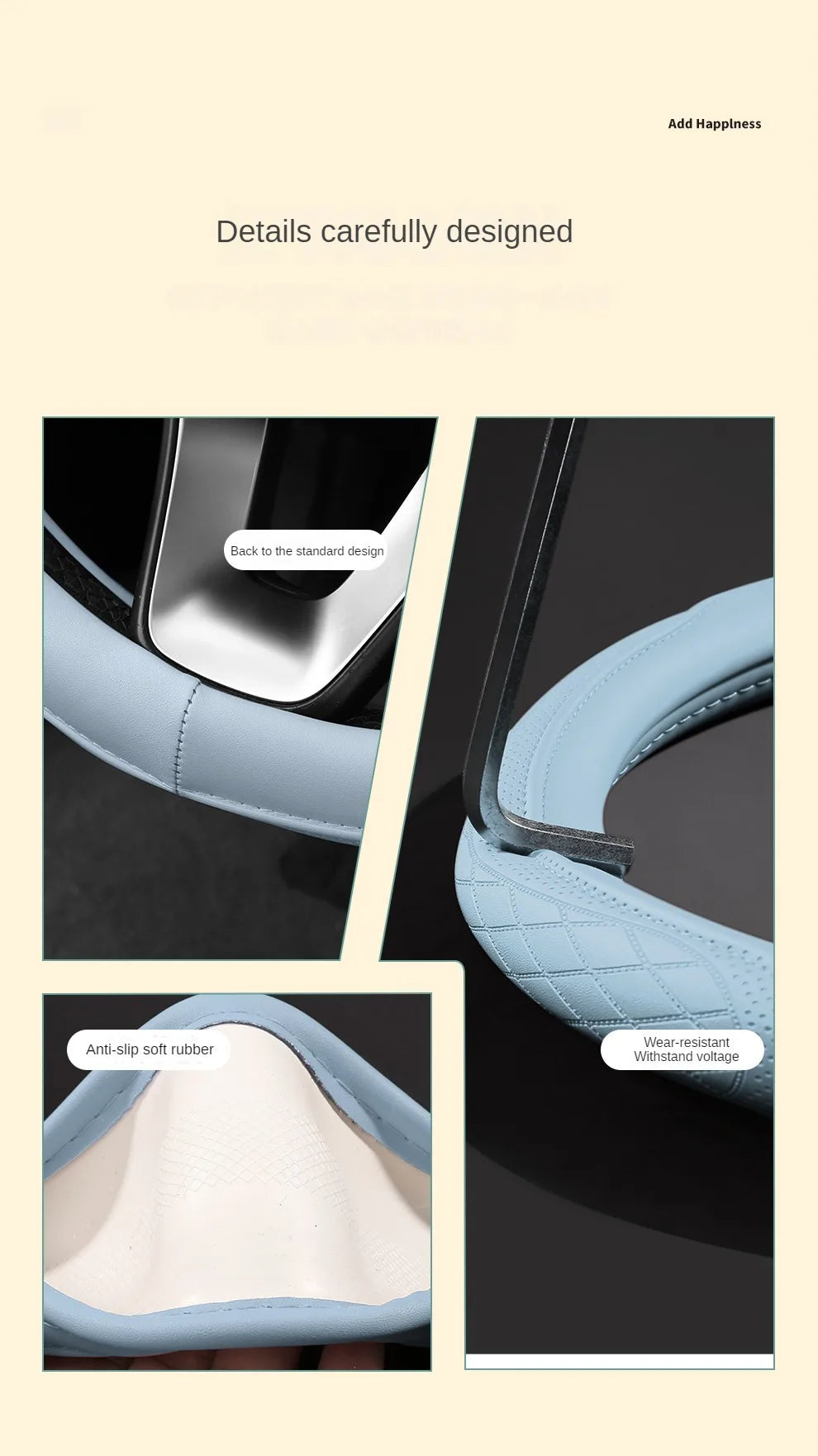 Perforated Nappa Leather Car Steering Wheel Cover 37CM 38CM