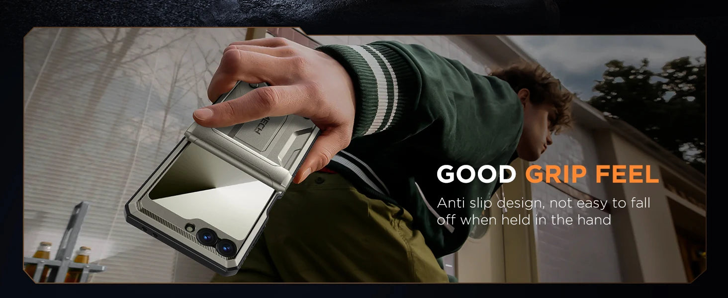 for Z Flip 6 Case with Kickstand Belt-Clip Hinge Protection Cover Screen Protector Military Grade Shockproof Phone Case