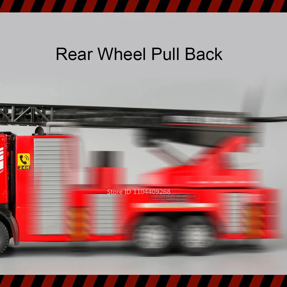 1:32 Ladder Truck Water Tanker Military Missile Rocket Launcher Trucks Model Toy Car Metal Diecast Sound Light Models Boys Gifts