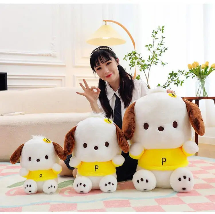 Cartoon Sanrio Pochacco Plush Toy Soft Stuffed Doll Cute Sofa Cushion Bedroom Decoration  Soothing Pillow  Anime Gift