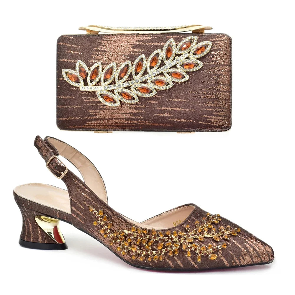 Latest Italian Shoe and Bag Set Designer Plus Size Heels 43 African Women Wedding Shoes Italian Shoes and Bags Matching Set 2025