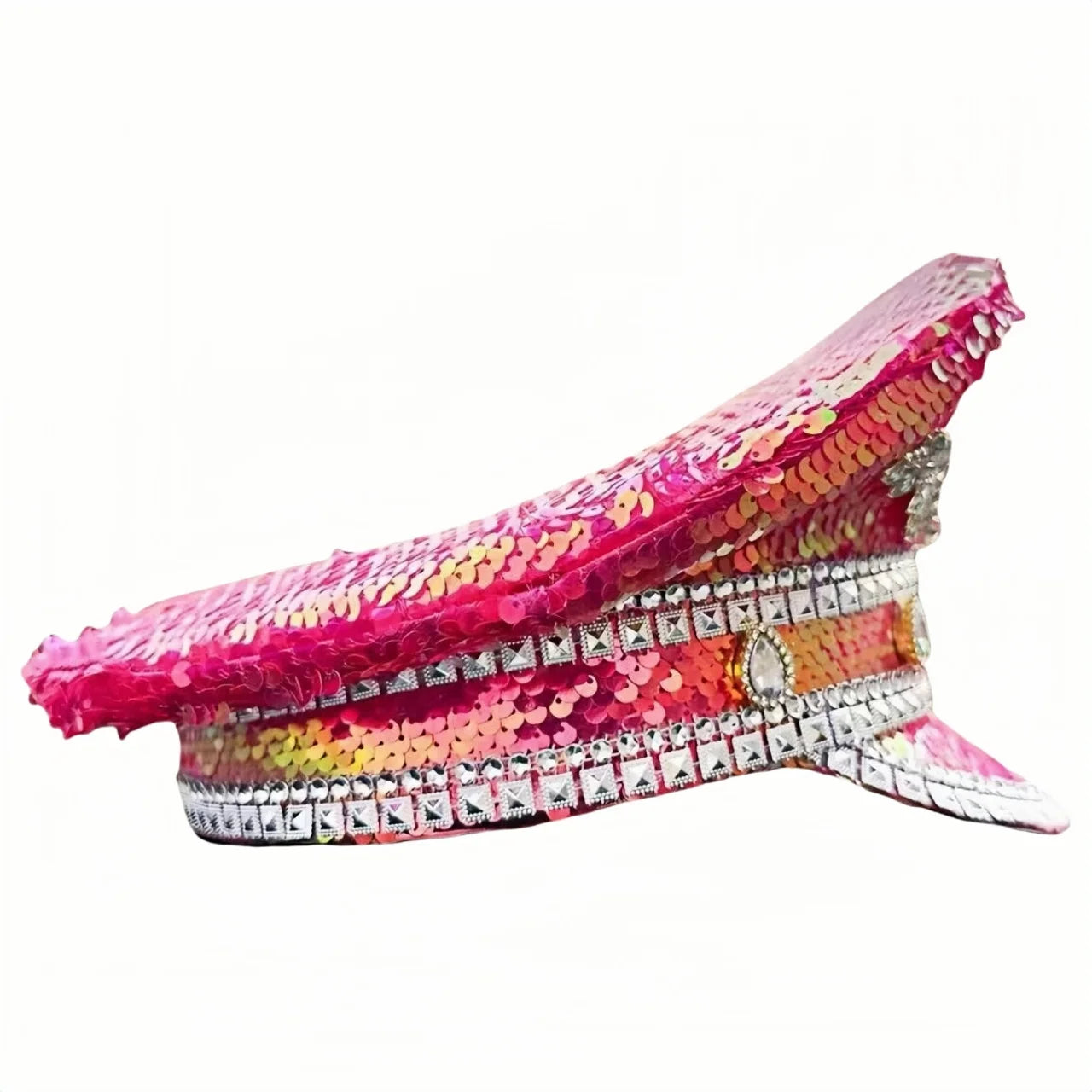 Luxury Festival Captain Hat Rhinestone Military Cap Sergeant Hat Mucis Festival Steampunk Caps for Unisex Adult Masquerade