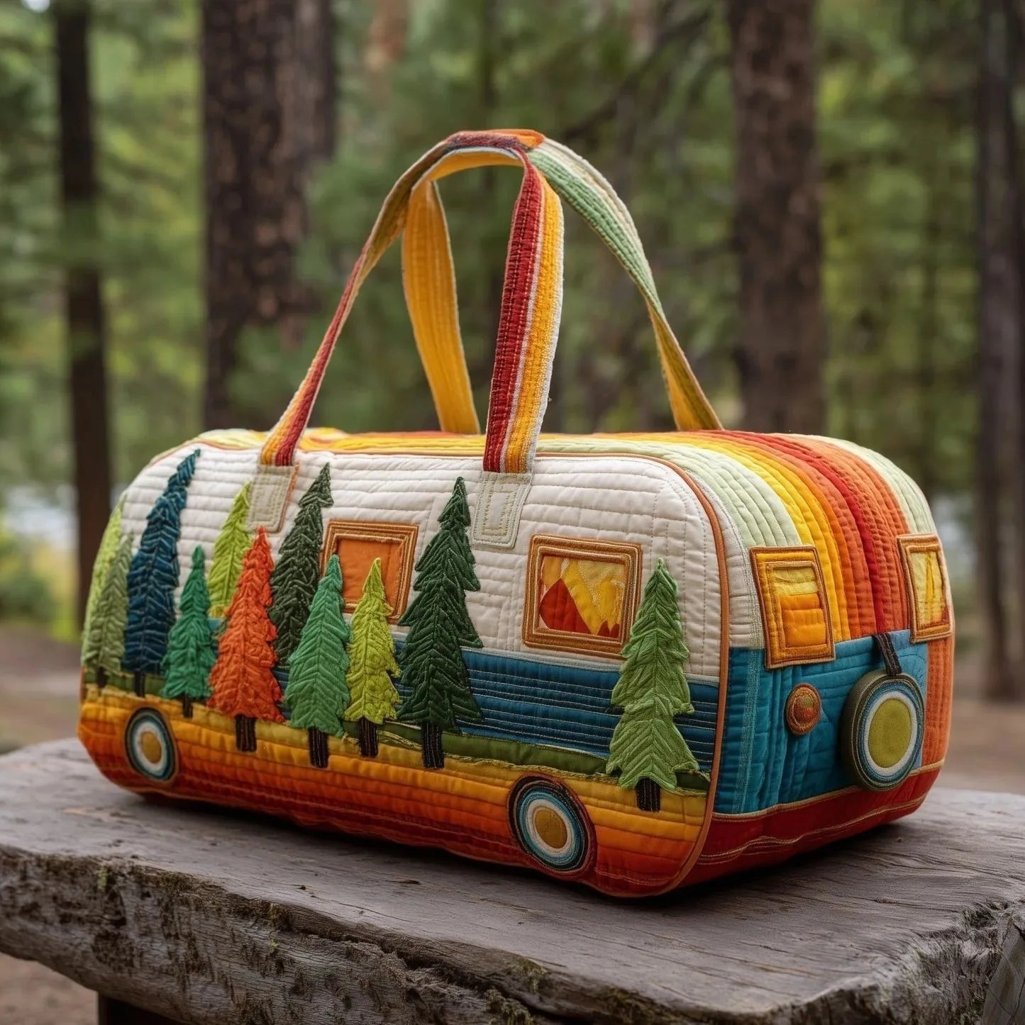 3D Bus Print Travel Duffle Bag Yoga Handbag