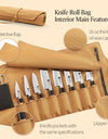 Portable Knife Roll Bag Thickened Canvas 8 Knife Slots+1 Scissor Slots +1 Zipper pouch Cooking Tool(just a bag, no knife)