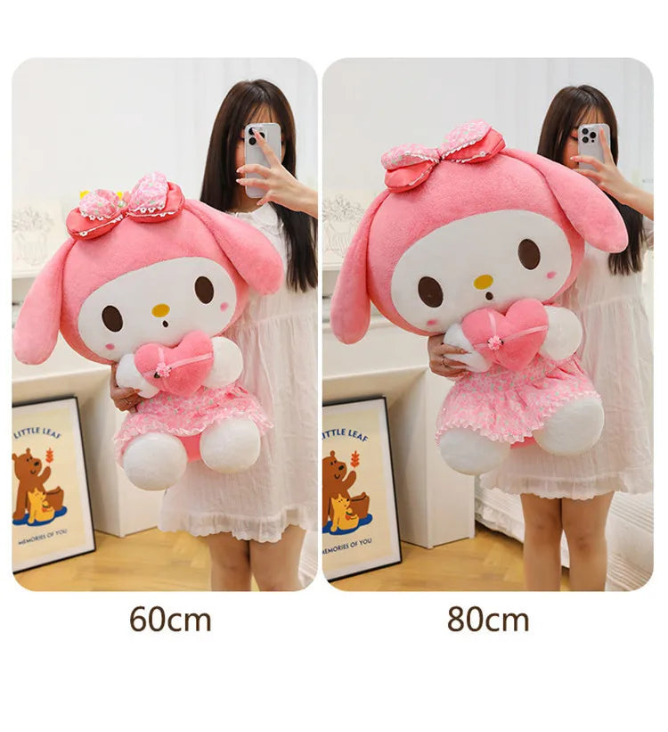 Kawaii Hello Kitty Plush Toy Cute Filled Doll for Kids Birthday Gift Lovely My Melody Kuromi Floral Stuffed Animal Soft Large