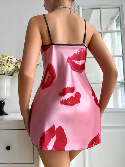 printed camisole pajamas summer thin silk camisole nightdress