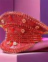 Red Rhinestone Luxury Festival Captain Hat Wedding Military Captain Hats Steampunk Caps Punk Rivets Sergeant Hat Masquerade