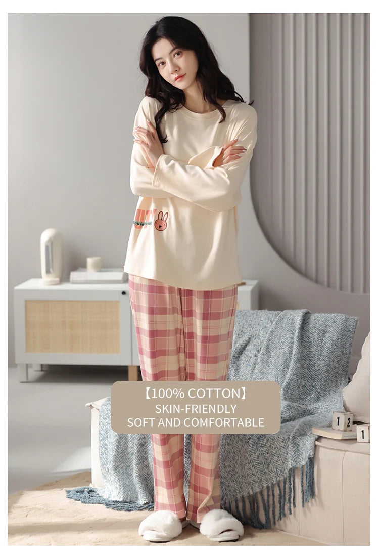 Women’s 2-Piece Pajama Set – Long Sleeve Top & Pants, Loose & Comfortable Winter Loungewear