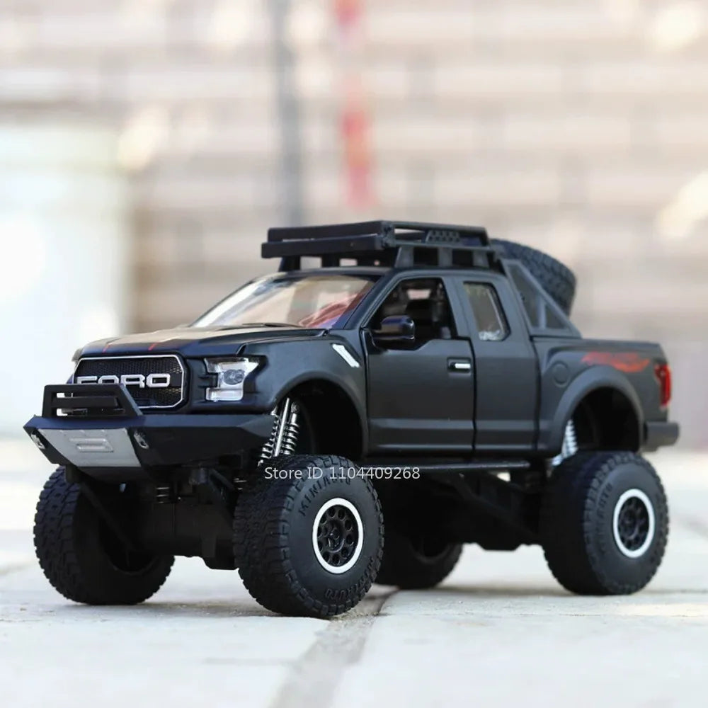 1:32 Scale Raptor F-150 BigFoot Pickup Car Model Toy Pull Back Sound&Light Off Road Truck Models Collection Gifts