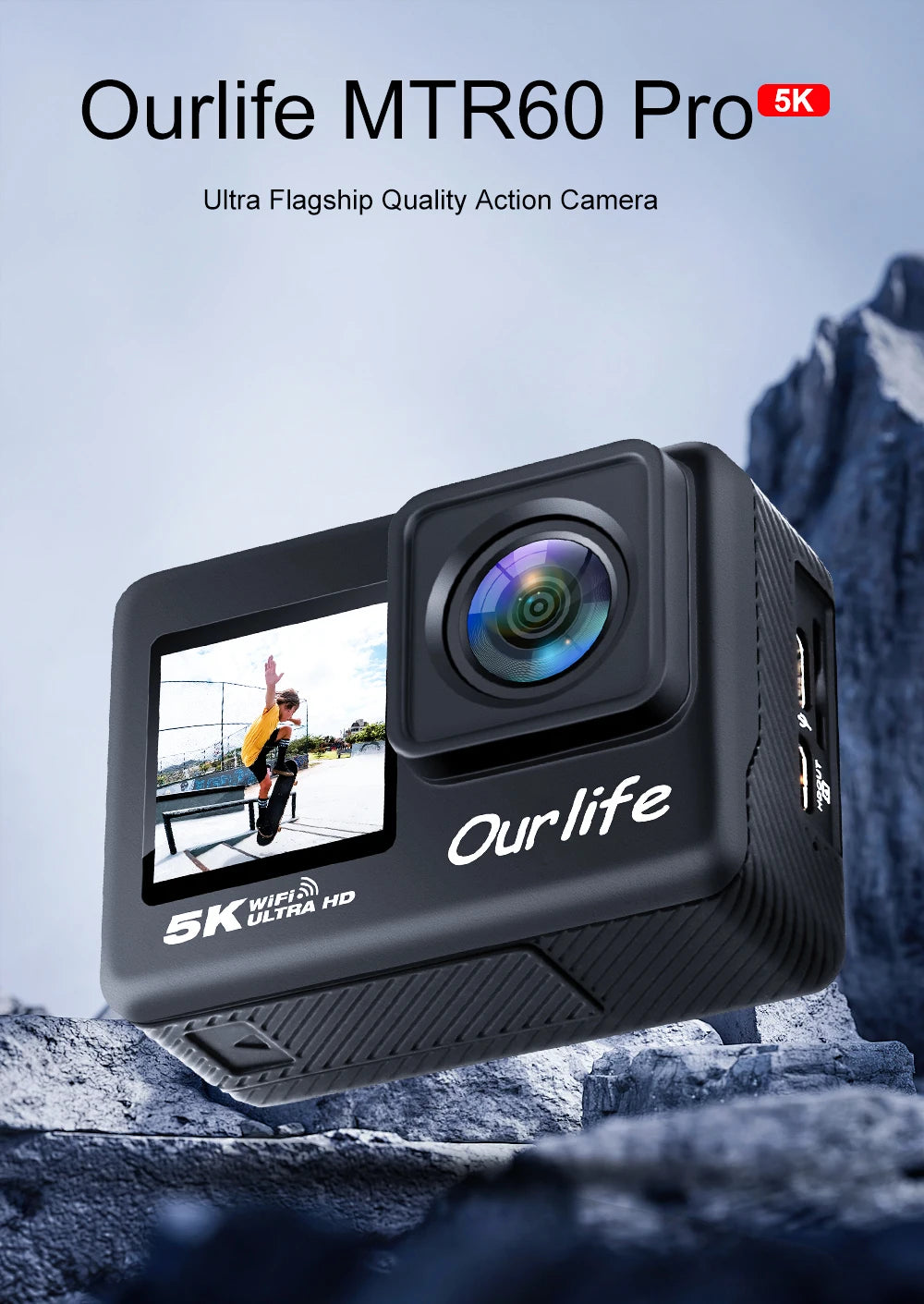 5K Action Camera with 2.0 Inch Touch Screen WiFi EIS and 30M Waterproof Housing