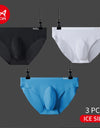 3-Pack Men’s Ice Silk Graphene Briefs – Antibacterial, Seamless, Mid-Waist & Breathable