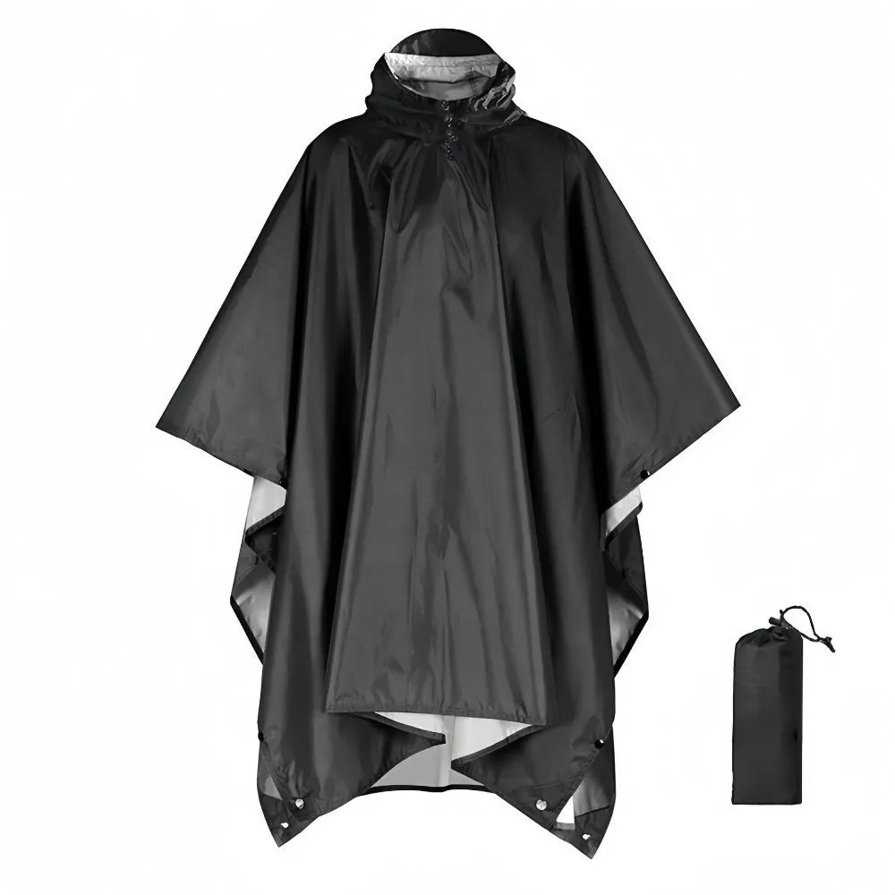 Three in One Waterproof Rain Poncho with Hood and Sleeves for Hiking