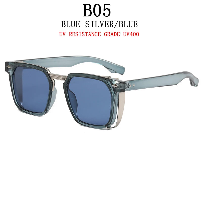 Vintage Square Punk Sunglasses With UV400 Protection