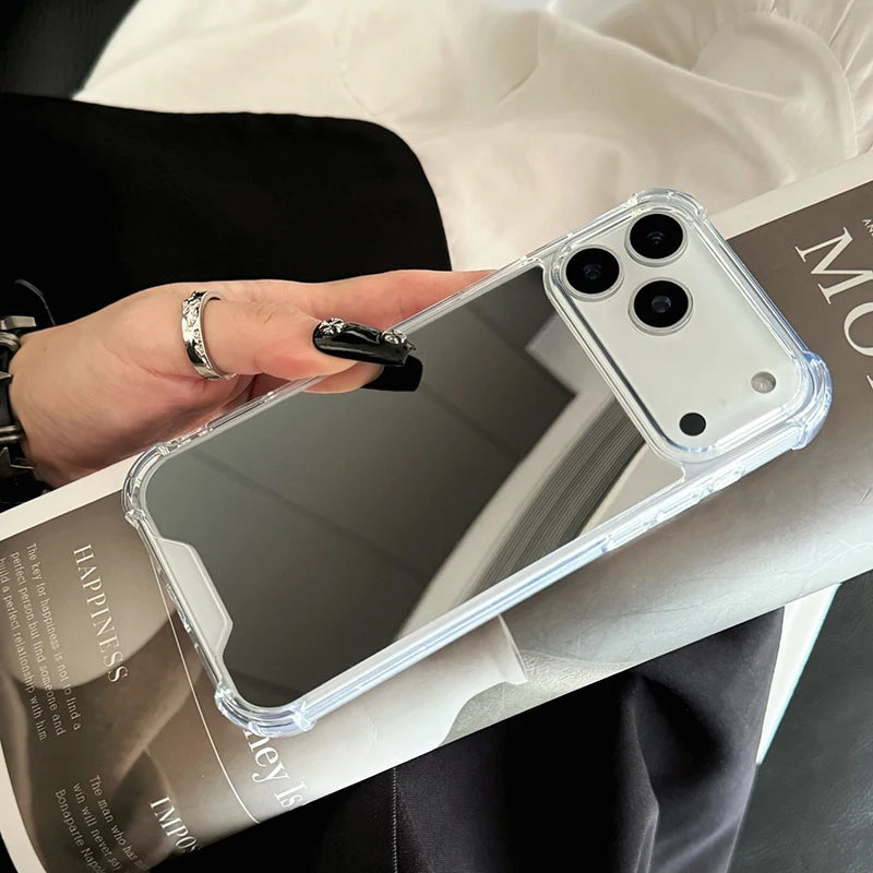 Luxury Plating Make Up Mirror Phone Case For iPhone 17 16 15 Pro Max 14 Plus Air Shockproof Cover