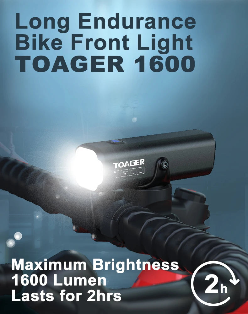 1600LM Bike Light Front Lamp TypeC Rechargeable LED 21700 5000mAh Bicycle Light Waterproof Headlight Bike Accessories