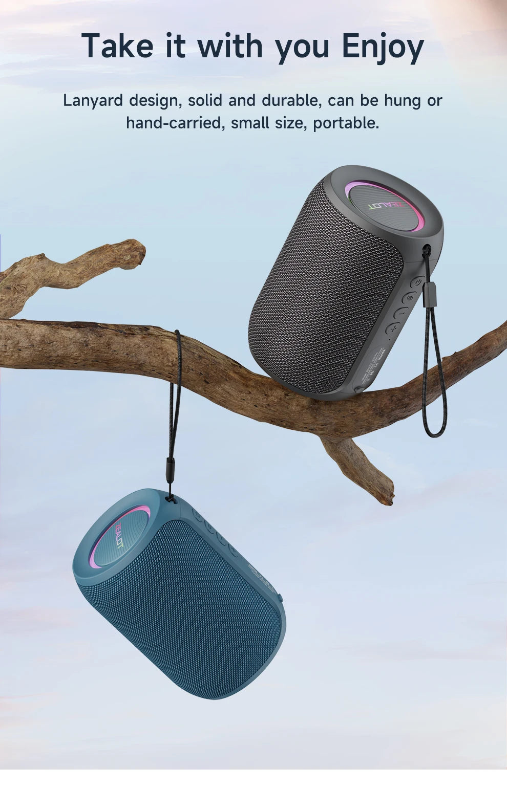 Powerful Bluetooth Speaker, Bass Wireless, LED Light, Outdoor Speakers, Subwoofer, Waterproof Sound Box Support