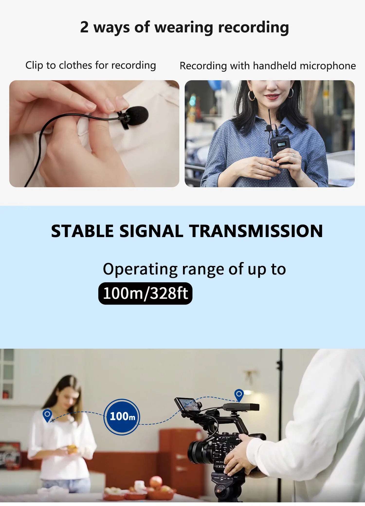 BY-WM8 PRO UHF Wireless Lavalier Lapel Microphone for iPhone Android DSLR Cameras PC Computer Interview Youtube Streaming