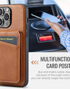 Leather for Magsafe Phone Case for iPhone 16 15 Pro Max 14 Plus Bracket Magnetic Back Cover with Card Holder